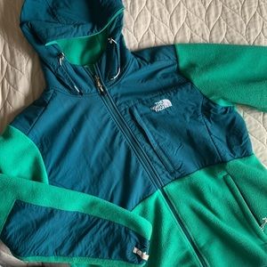 LADIES NORTH FACE DENALI HOODIE JACKET XL GREEN TEAL - RARE!